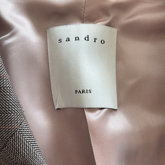 Sandro Micro Houndstooth Blazer Brown - Size 36 - Picture 2 of 7